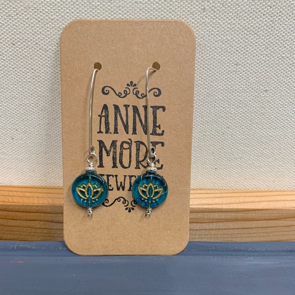 Blue Lotus Earrings Sterling Silver by Anne More Jewelry NWT - Picture 5 of 7